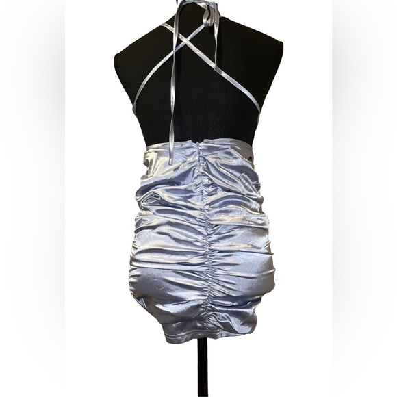 Ruched Satin Mini Dress - Picture 2 of 5